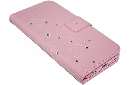 Roze vlinder diamanten hoesje iPhone 6 / 6S