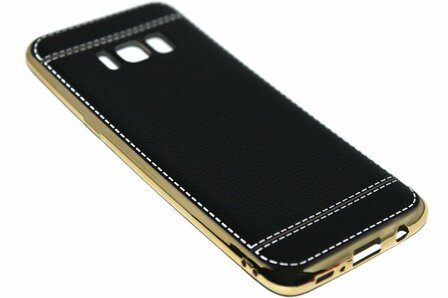 Zwarte back cover kunstleer Samsung Galaxy S8 Plus
