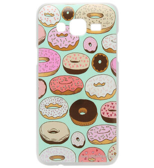 ADEL Kunststof Back Cover Hardcase Hoesje voor Samsung Galaxy J7 (2015) - Donuts