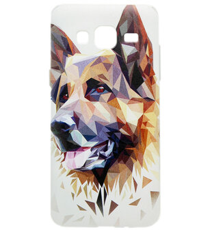 ADEL Siliconen Back Cover Softcase Hoesje voor Samsung Galaxy J7 (2015) - Duitse Herder