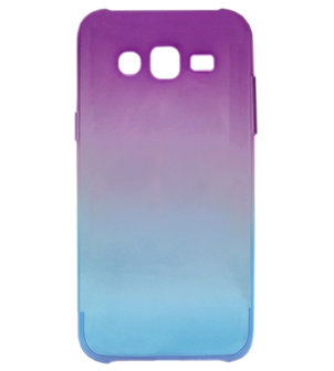 ADEL Siliconen Back Cover Softcase Hoesje voor Samsung Galaxy J7 (2015) - Kleurovergang Paars en Blauw