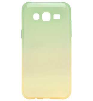 ADEL Siliconen Back Cover Softcase Hoesje voor Samsung Galaxy J7 (2015) - Kleurovergang Groen en Geel