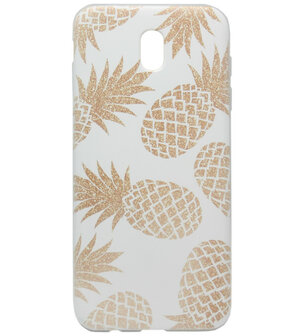 ADEL Siliconen Back Cover Softcase Hoesje voor Samsung Galaxy J7 (2017) - Ananas Goud