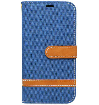 ADEL Kunstleren Book Case Hoesje voor Samsung Galaxy J7 (2017) - Stoffen Design Blauw