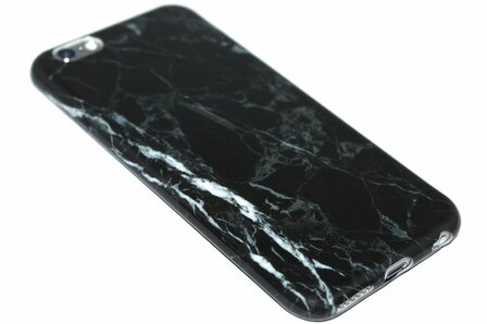 Marmer hoesje siliconen zwart iPhone 6 / 6S