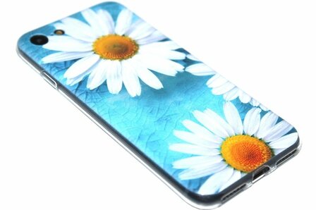 ADEL Siliconen Back Cover Softcase Hoesje iPhone SE (2022/ 2020)/ 8/ 7 - Margrietjes Bloemen