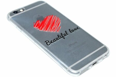 Hartjes &#039;Beautiful Love&#039; hoesje siliconen iPhone 6 / 6S
