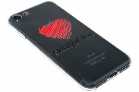 Hartjes &#039;Beautiful love&#039; siliconen hoesje iPhone 8 Plus/ 7 Plus