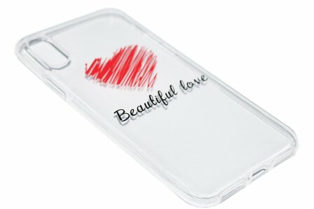 Hartjes &#039;Beautiful love&#039; siliconen hoesje iPhone XS Max