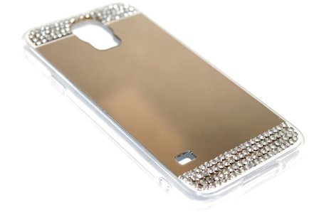 Spiegel diamanten hoesje goud Samsung Galaxy S5 (Plus) / Neo