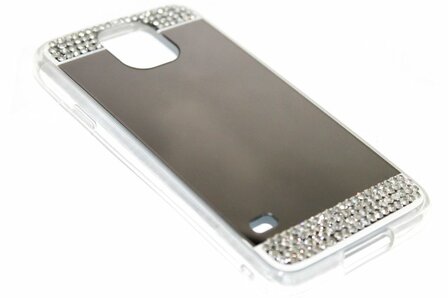 Spiegel diamanten hoesje zilver Samsung Galaxy S5 (Plus) / Neo