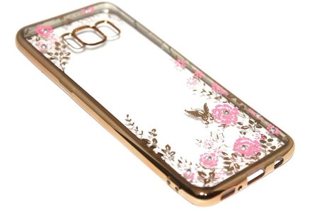 Glimmend bloemen hoesje goud Samsung Galaxy S8