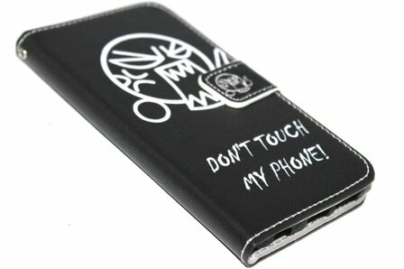 Don&#039;t touch my phone hoesje zwart kunstleer Samsung Galaxy S6 Edge