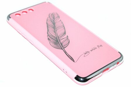 Roze veren hoesje Huawei P10 Plus