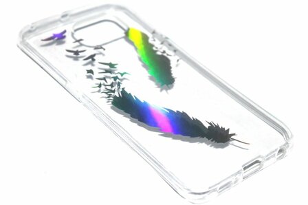 Glimmend veren hoesje siliconen Samsung Galaxy S6 Edge