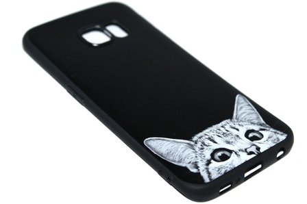 Katten hoesje siliconen zwart Samsung Galaxy S6 Edge