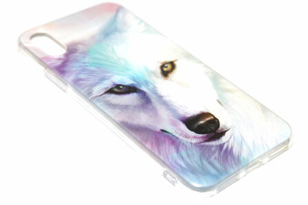 Wolf hoesje siliconen iPhone XS Max