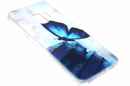 Blauw vlinder hoesje siliconen Samsung Galaxy S9 Plus