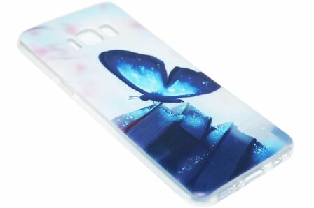 Blauw vlinder hoesje siliconen Samsung Galaxy S8 Plus