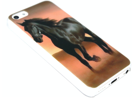 Paarden hoesje zwart kunststof iPhone 5 / 5S / SE