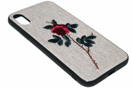 Geborduurd rozen hoesje iPhone XS / X