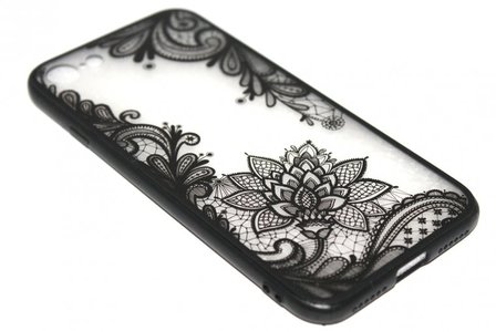 Mandala bloemen hoesje zwart iPhone 6 / 6S