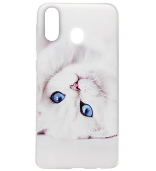 ADEL Siliconen Back Cover Softcase Hoesje voor Samsung Galaxy A40 - Katten Wit