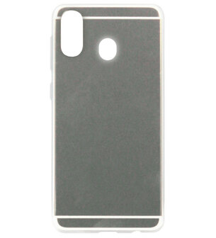 ADEL Siliconen Back Cover Softcase Hoesje voor Samsung Galaxy A40 - Spiegel Zilver