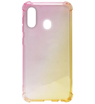 ADEL Siliconen Back Cover Softcase Hoesje voor Samsung Galaxy A40 - Kleurovergang Roze en Geel
