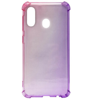 ADEL Siliconen Back Cover Softcase Hoesje voor Samsung Galaxy A40 - Kleurovergang Roze en Paars