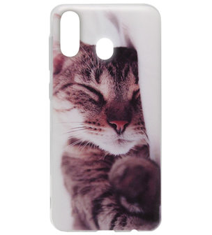 ADEL Siliconen Back Cover Softcase Hoesje voor Samsung Galaxy A40 - Katten Schattig