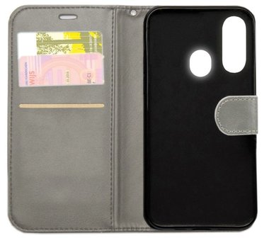 ADEL Kunstleren Book Case Portemonnee Pasjes Hoesje voor Samsung Galaxy A40 - Grijs