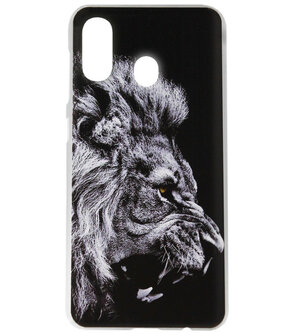 ADEL Kunststof Back Cover Hardcase Hoesje voor Samsung Galaxy A40 - Leeuw Zwart