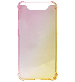 ADEL Siliconen Back Cover Softcase Hoesje voor Samsung Galaxy A80/ A90 - Kleurovergang Roze en Geel