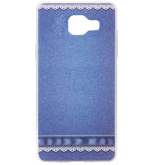 ADEL Siliconen Back Cover Softcase Hoesje voor Samsung Galaxy A3 (2016) - Jeans Spijkerbroek Blauw