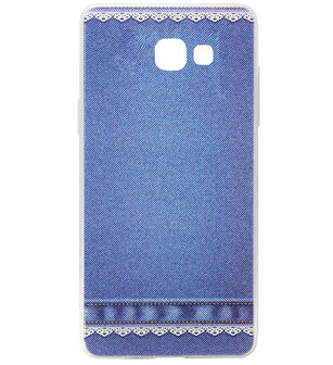 ADEL Siliconen Back Cover Softcase Hoesje voor Samsung Galaxy A3 (2017) - Jeans Spijkerbroek Blauw