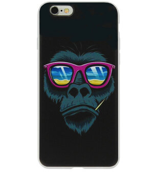 ADEL Siliconen Back Cover Softcase Hoesje voor iPhone 6/ 6S - Apen Gorilla
