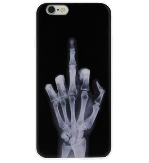 ADEL Siliconen Back Cover Softcase Hoesje voor iPhone 6/ 6S - Schedel Middelvinger