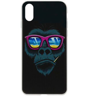 ADEL Siliconen Back Cover Softcase Hoesje voor iPhone XS/ X - Apen Gorilla