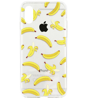 ADEL Siliconen Back Cover Softcase Hoesje voor iPhone XS/ X - Bananen