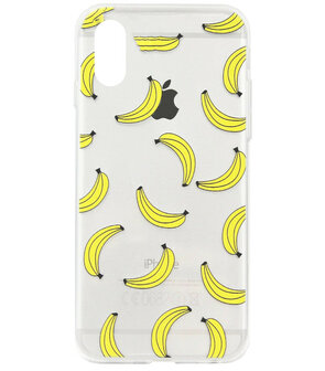 ADEL Siliconen Back Cover Softcase Hoesje voor iPhone XS/ X - Bananen Geel