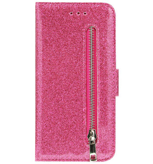 ADEL Kunstleren Book Case Portemonnee Pasjes Hoesje voor iPhone XS/ X - Bling Bling Roze