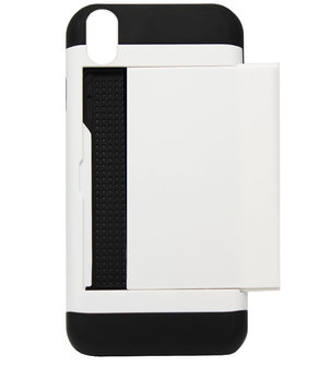 ADEL Kunststof Back Cover Hardcase Hoesje voor iPhone XS/ X - Pasjeshouder Wit