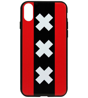 ADEL Siliconen Back Cover Softcase Hoesje voor iPhone XS/ X - Amsterdam Andreaskruisen