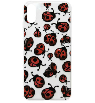 ADEL Siliconen Back Cover Softcase Hoesje voor iPhone XS/ X - Lieveheersbeestjes Klein