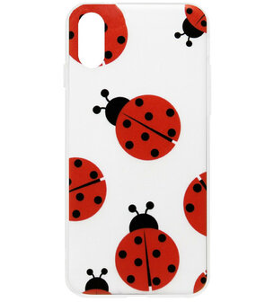 ADEL Siliconen Back Cover Softcase Hoesje voor iPhone XR - Lieveheersbeestjes