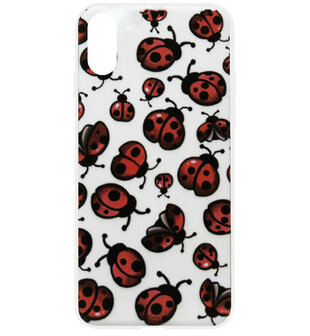 ADEL Siliconen Back Cover Softcase Hoesje voor iPhone XR - Lieveheersbeestjes Klein