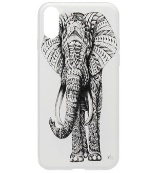 ADEL Siliconen Back Cover Softcase Hoesje voor iPhone XS/ X - Olifant Wit