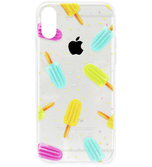 ADEL Siliconen Back Cover Softcase Hoesje voor iPhone XS/ X - Zoete ijsjes