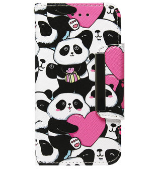 ADEL Kunstleren Book Case Portemonnee Pasjes Hoesje voor iPhone XS/ X - Panda Hartjes